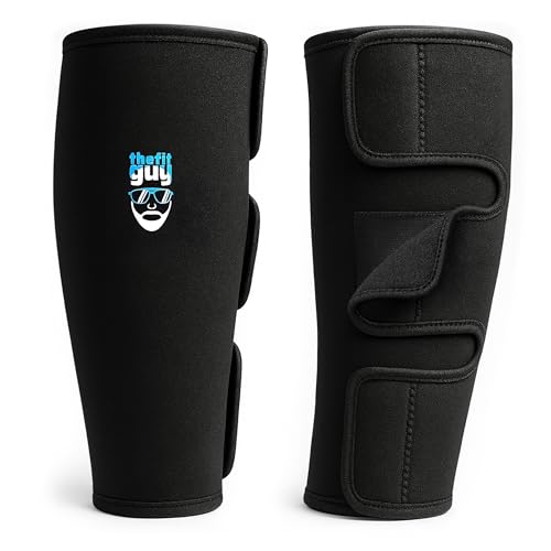 THEFITGUY Deadlift Shin Guards, 5mm Dense Neoprene Protection, Easy On-Off, No Need to Take Off Shoes - for Weightlifting and Functional Training (Pair)