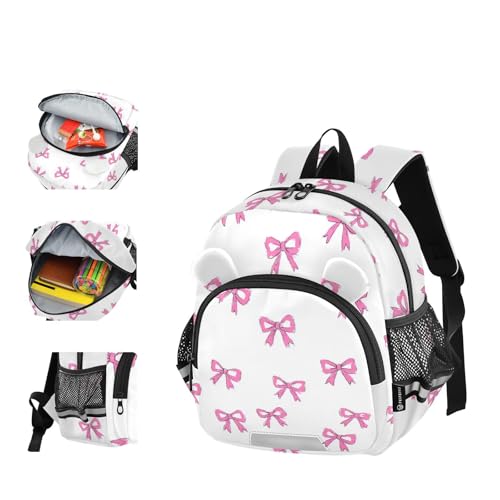 Wusikd Kids Backpack Pink Bow (4) Toddler Bags Schoolbag for Girls Boys Kindergarten Student M4