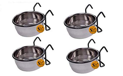 Sage Square Rustproof Stainless Steel Cage Food, Seed, Water Feeder Cum Bowl with Holder clamp for Birds (225ml) (Set of 4) (B08CZ85DHF) Amazon Price History, Amazon Price Tracker
