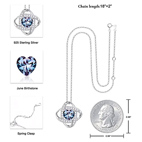 June Birthstone Necklace Gifts For Women, Sterling Silver Birthstone Jewelry Alexandrite Necklace Mothers Valentines Day Gifts For Her Anniversary Birthday Christmas Gifts For Mom Wife Girlfriend Grandma #TOP4