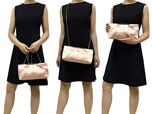 Charming Tailor Clutch Evening Bag Elegant Pleated Satin Formal Handbag Simple Classy Purse for Women (Blush Pink)