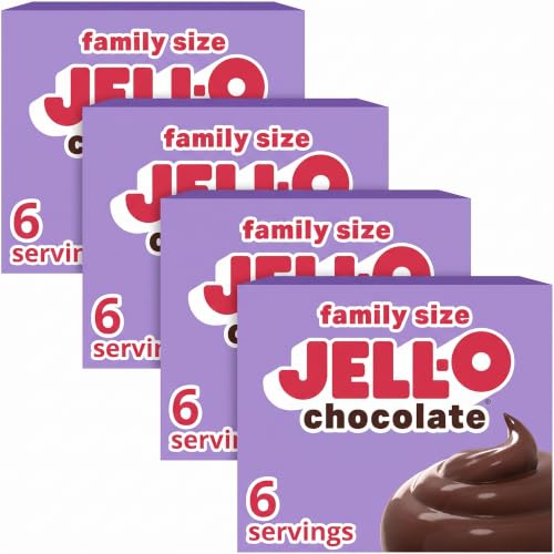 Jell-O Chocolate Artificially Flavored Instant Pudding & Pie Filling Mix, Family Size, 5.9 oz. Box (Pack of 4)