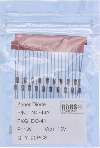 20�� �V���R�� �v���[�i�[ �p���[ �c�F�i�[ �_�C�I�[�h 1W DO-41 (DO-204AL) �A�L�V�����_�C�I�[�h 1���b�g �{���g(20,1N4744A 1W 15V)