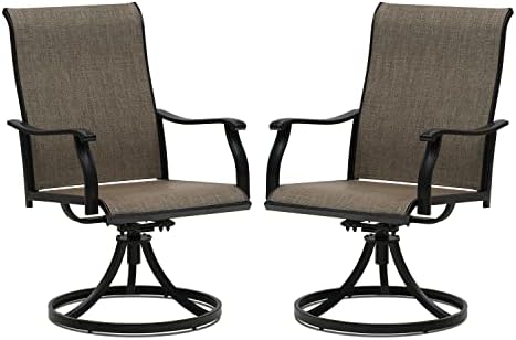 VICLLAX Patio Swivel Dining Chairs Set of 2, Outdoor Swivel Chair with Textilene Mesh Fabric, Black