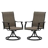 VICLLAX Patio Swivel Dining Chairs Set of 2, Outdoor Swivel Chair with Textilene Mesh Fabric, Black