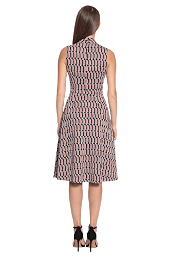 Maggy London Women's Mock Neck Sleeveless Fit And Flare Dress, Navy/Pink #TOP2