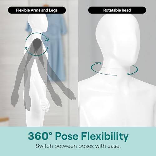 SereneLife Full Body Male Mannequin, Dress Form with Adjustable Posture, 360° Rotating Head, Flexible Hands & Legs for Easy Positioning, Durable Metal Base, Perfect for Clothing Shops, 73” by SereneLife - Image 7