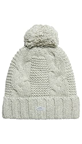 Superdry Damen Beaniemütze mit Zopfmuster Hellgrau Tweed 1SIZE