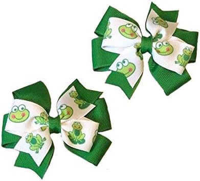 Frog Toddler Hair Bow Set