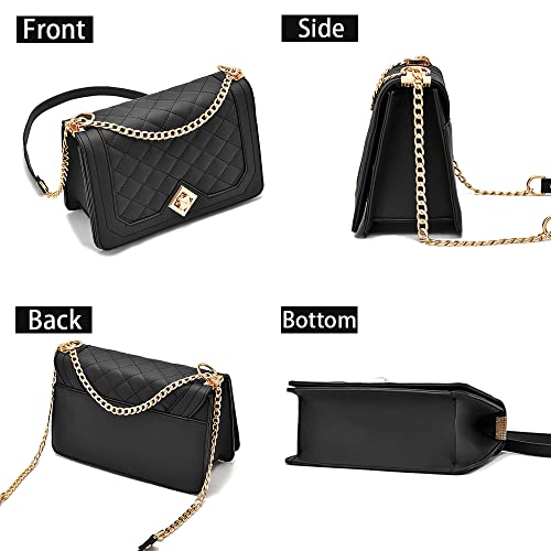 Hinfka Women's Small Crossbody Pu Leather Shoulder Bag Handbag Clutch Bag Fashion Versatile Evening Bag (Black) #TOP4