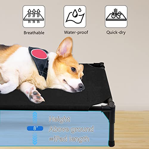 Elevated Dog Bed Cooling Elevated Dog Bed, Dog Bed With Chew Proof Mesh And Metal Frame, Portable Dog Bed For Outdoor Use, Dog Cots Beds For Medium Dog，Black #TOP2