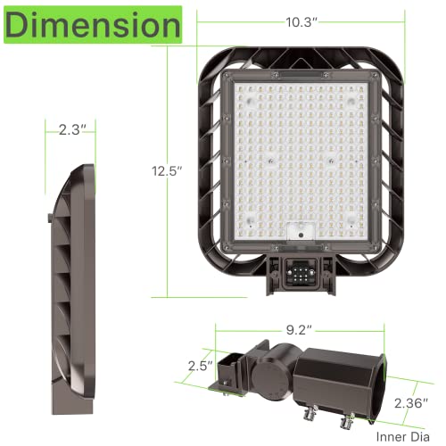 Glitgate 150W Parking Lot Light, 22500Lm 5000K Adjustable Slip Fitter Mount Street Light With Dusk To Dawn Photocell, 100-277V Ip65 Waterproof Led Shoebox Light For Yard, Roadway #TOP6