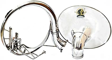 SOUND SAGA® Chrome Nickel Finish 22" King Size Handmade Sousaphone Brass Made BB Big Bell Tuba With Mouth Piece and Carry Bag Musical Instrument Gift (Silver)