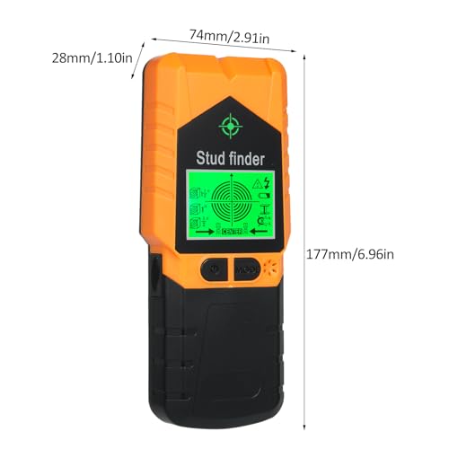 Mulcort Stud Finder Wall Scanner 6 in 1 Stud Detector with Magnet Physical Nail Finding Function Wall Detector for Wood Metal and AC Wire Detection LCD Display and Audio Alarm - Thumbnail 2