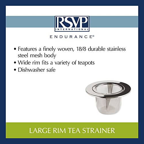 Rsvp International Loose Leaf Tea Strainer, 18/8 Stainless Steel, Dishwasher Safe, 3.75" Diameter #TOP6