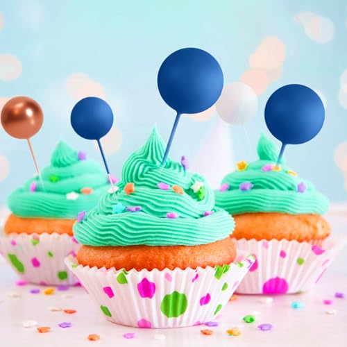 ASTARON 20 Pcs Ball Cake Topper Decorations Mini Balloons Cake Topper Sticks Royal Blue Balls Cake Picks for Graduation Wedding Birthday Cake Decorations by ASTARON - Image 7