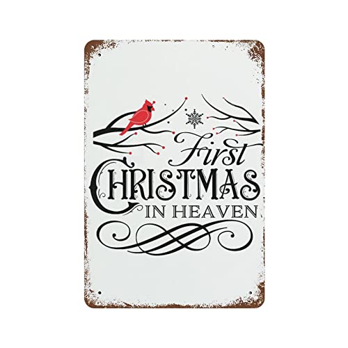 Panneau en métal First Christmas in Heaven cadeau de réconfort Noël