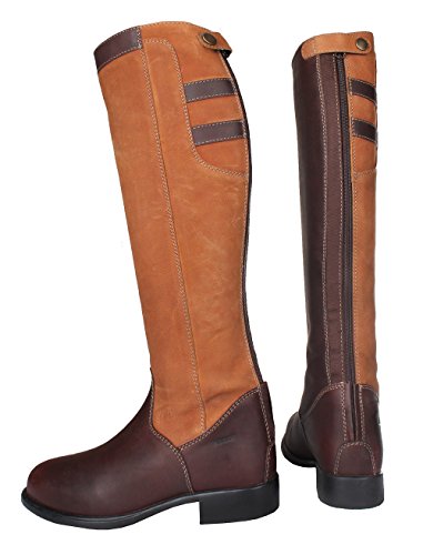 Bottes d'équitation Horka en cuir marron avec fermeture Éclair et mollet large