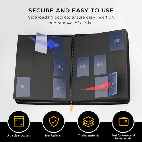 Card Guardian - 9 Pocket Premium Black Card Binder with Zipper for 360 Cards - Trading card binder with Side Loading Pockets for Trading Card Games -TCG Binder (Black) by Card Guardian - Image 4