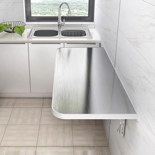 ステンレス 壁掛け式折りたたみ 折り畳みダイニング キッチン用壁掛け 防水 防汚 壁 折り畳み 机 折り畳み 壁掛け スペースを節約する 壁掛け ダイニング、野菜カットとして使用できます (90x30cm)