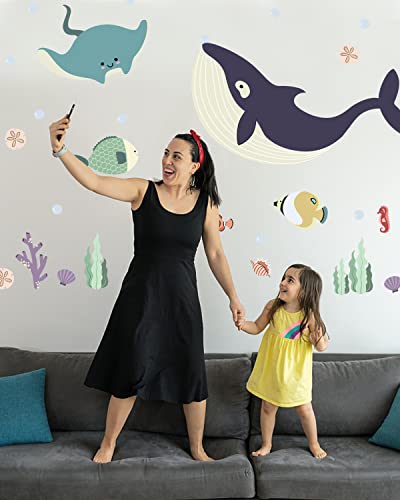 Vinilos decorativos de pared con animales marinos 93 piezas miniatura 5