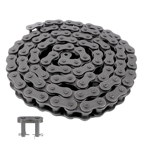 Image of kimllier 100H Heavy Duty Roller Chain, 10 Feet, with Two Connectors, Carbon Steel, 1.25 Inch Pitch