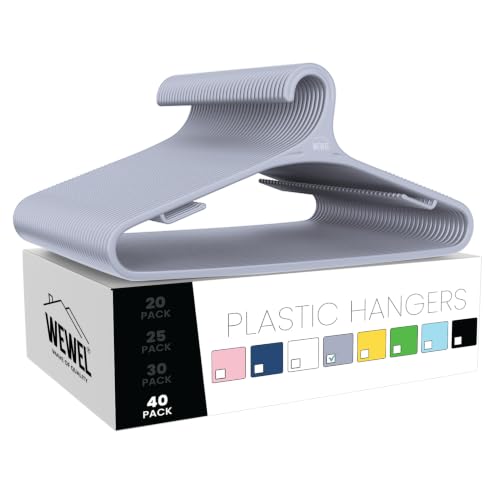 Image of WEWEL 40 Pcs Premium Hangers for Hanging Clothes (Matt Finish)(Bendless Design)(Grey | 40)
