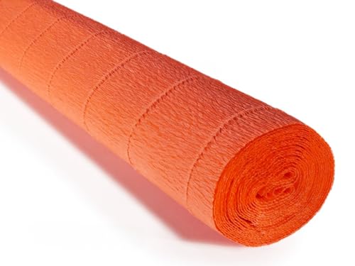 Cartotecnica Rossi 140g 17 Inch Wide 8.2ft Long Italian Crepe Paper Rollfor Wedding Ceremony Various Large Festivals Decoration (Fluo Orange981)