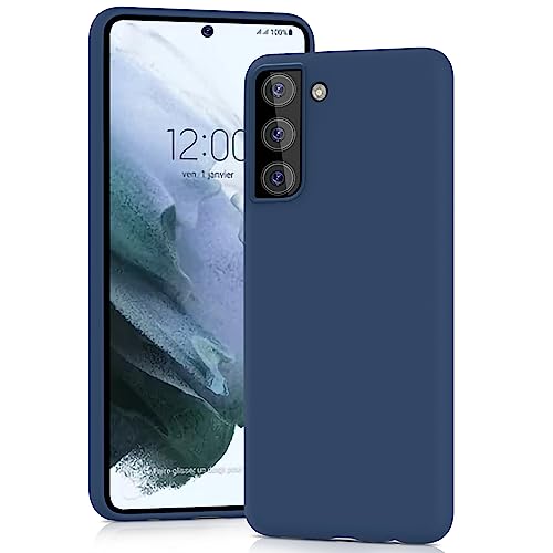 YATWIN Silicone Case for Samsung Galaxy S21 Soft-Touch Shockproof Slim Durable Phone Cover - Dark Blue