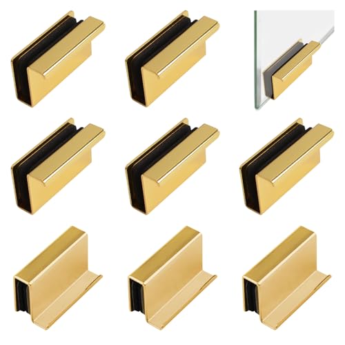 Image of 8Pcs Glass Finger Edge Pull Cabinet Finger Pull Handle Glass Door Clips Cabinet Latch Clamp Concealed Handle for Display Glasscase Door (Gold)