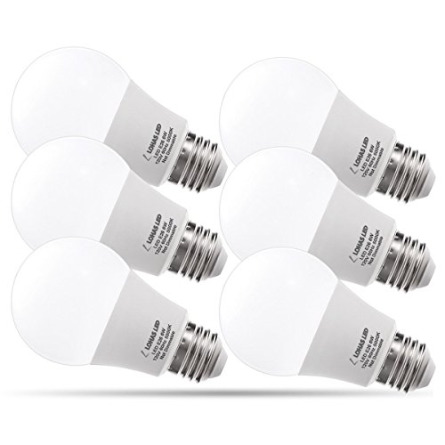 LOHAS A19 LED Bulb, 40W Equivalent Light Bulb, E26 Base 6W LED, Daylight White 5000K, Non-Dimmable, 6 Pack