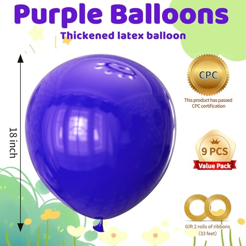 Image of Purple Big Balloons 32pcs, 18 Inch Large Latex Giant Heavy Duty Balloons for Birthday Wedding Baby Shower Decorations