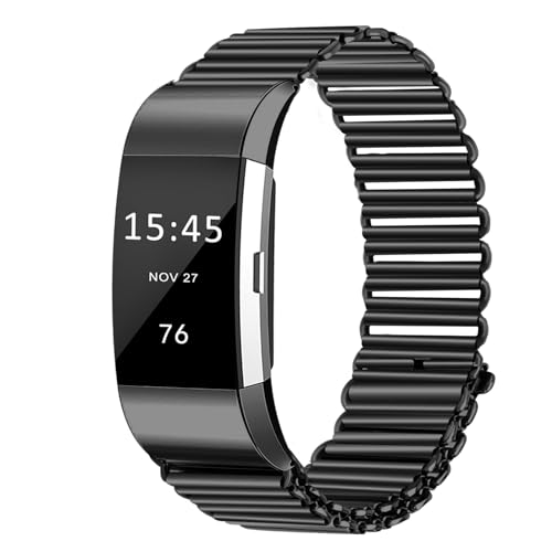 Fitbit Charge 4&3 �o���h ���f�B�[�X �����Y ���߉\ ���^�� �ʋC�� �X�|�[�c�o���h Fitbit Charge 2 �X�}�[�g�E�H�b�`�p ���[�v �L�k�����X�g�o���h (Charge 2�A�u���b�N)