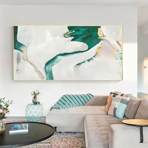 Grande peinture abstraite feuille d'or avec cadre doré chic