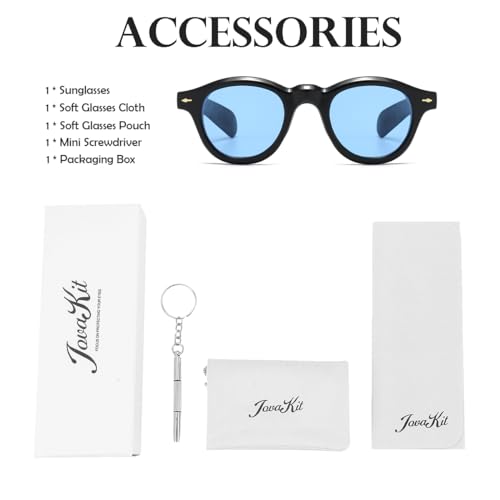 Image of JOVAKIT Trendy Round Sunglasses for Women Men 90s Retro Vintage Classic Fashion Round Frame Sun Glasses Black Shades