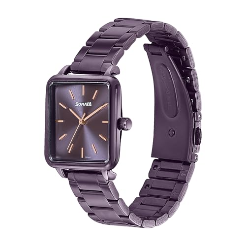 Image of Sonata Wedding Edit Quartz Analog Purple Dial Stainless Steel Strap Watch for Women