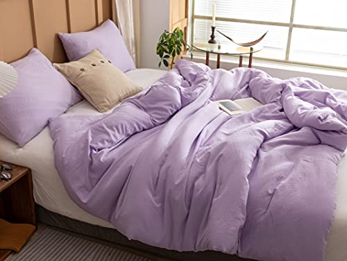 Image of ROSGONIA Lavender Comforter Set Queen, 3pcs(1 Boho Purple Comforter & 2 Pillowcases) All Season Soft Bedding Lightweight Bedspread Blanket Quilt