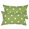 Poise3EHome Outdoor Lumbar Pillow Covers Set of 2 Waterproof Decorative Pillow Covers for Couch, Patio, Living Room, Spring Summer, 12X20 Inches, Green Polka Dot
