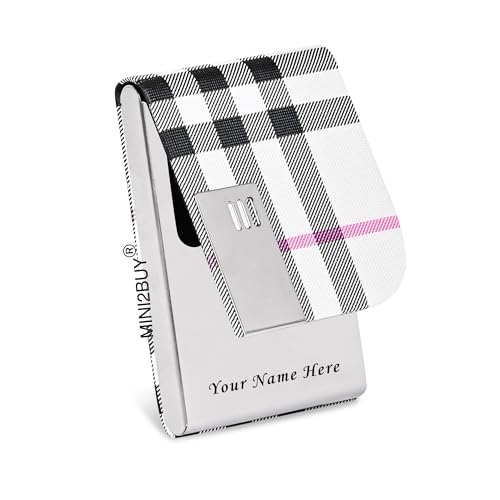 Image of Mini2buy Customized Name Engraved Card Holder for Credit, Debit, ATM, and Business Visiting Cards from Premium Stainless Steel Size Ideal for Personal use or Corporate Gifting (White)