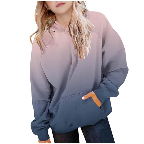 Girls Oversized Hoodie Shirts Gradient Color Hooded Pullover Tops Dressy Casual Long Sleeve Loose Kids Preppy Clothes2