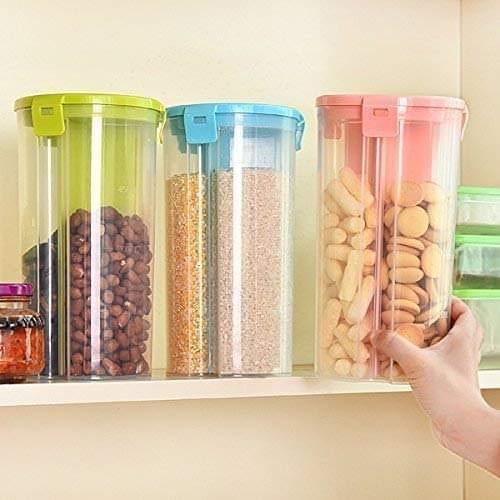 Toxham Storage Container for Kitchen 3 Sections Air Tight Transparent Food Container Jar -1500ml,Storage containers,Masala Boxes for Kitchen,Masala containers (Set of 3)