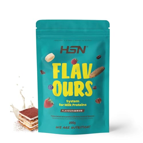 Saborizante para Proteínas Lácteas de HSN | Sabor Tiramisú 200 g = 66 Tomas Por Envase | Para la Dieta Keto y Vegana | Extremadamente Bajo en calorías y azúcar | No-GMO, Sin Gluten