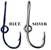 BT Outdoors Custom Colored Eagle Claw Hat Fish Hooks for Cap -Set of Two Hat pins- One Blue and One Silver Hat Hook Money/Tie Clasp