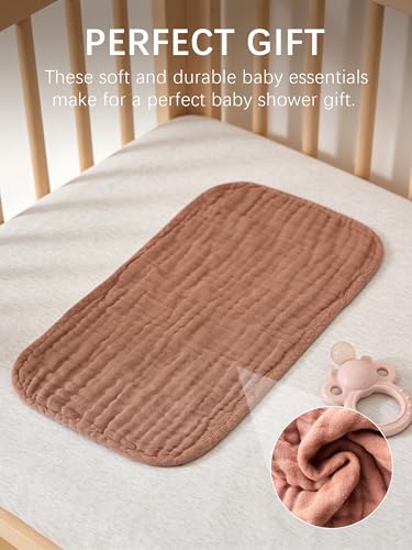 Image of Lovely Care 12 Pack Muslin Burp Cloths 100% Cotton Muslin Cloths Large 20''x10'' Extra Soft and Absorbent Baby Burping Cloth - Boho Neutrals