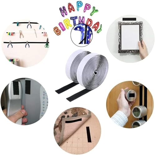 Image of WGLILO 0.75 Inch x 82 Feet Hook and Loop Strips with Adhesive, Double Sided Nylon Self Adhesive Tape for Home Office School and Crafting, Prevent Sofa Cushions, Mats, Mattresses from Sliding, Black