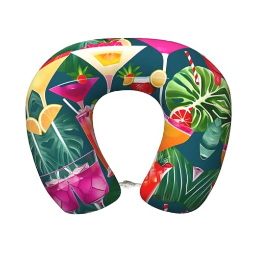 Almohada de viaje con diseño tropical en negro miniatura 1