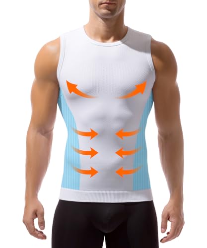 Casey Kevin Chaleco de Compresión Hombre Body Shaper, Camiseta Hombre Faja Cintura Elasticidad Faja Reductora para Deportivas, L