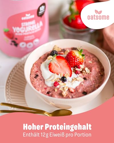 OATSOME® Strong Yogurella | High Protein Bowl Mit Erdbeere, Haferghurt & Schokochips | 12g Protein pro Portion | 100% Natürlich, Vegan & Ohne Raffinierten Zucker | Einfache Zubereitung | 400g
