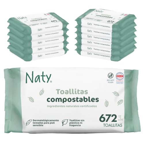 Naty Toallitas para Recién Nacidos y Bebés, 98% Agua, 672 uds (12 pqtes)