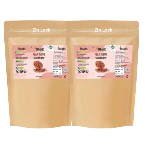 Organic Anand Flax Seeds 380g - Alsi Seeds | Flax Seeds for Hair Growth | Raw Seeds for Eating | Source of Iron & Dietary Fibre | Rich in Protein (400Gm)